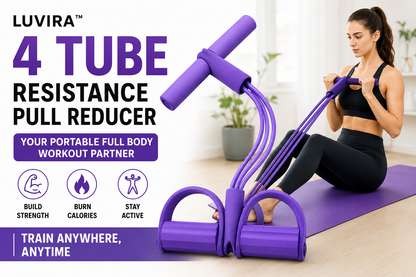 4-Tube Resistance Pedal Exerciser – Portable Full Body Trainer